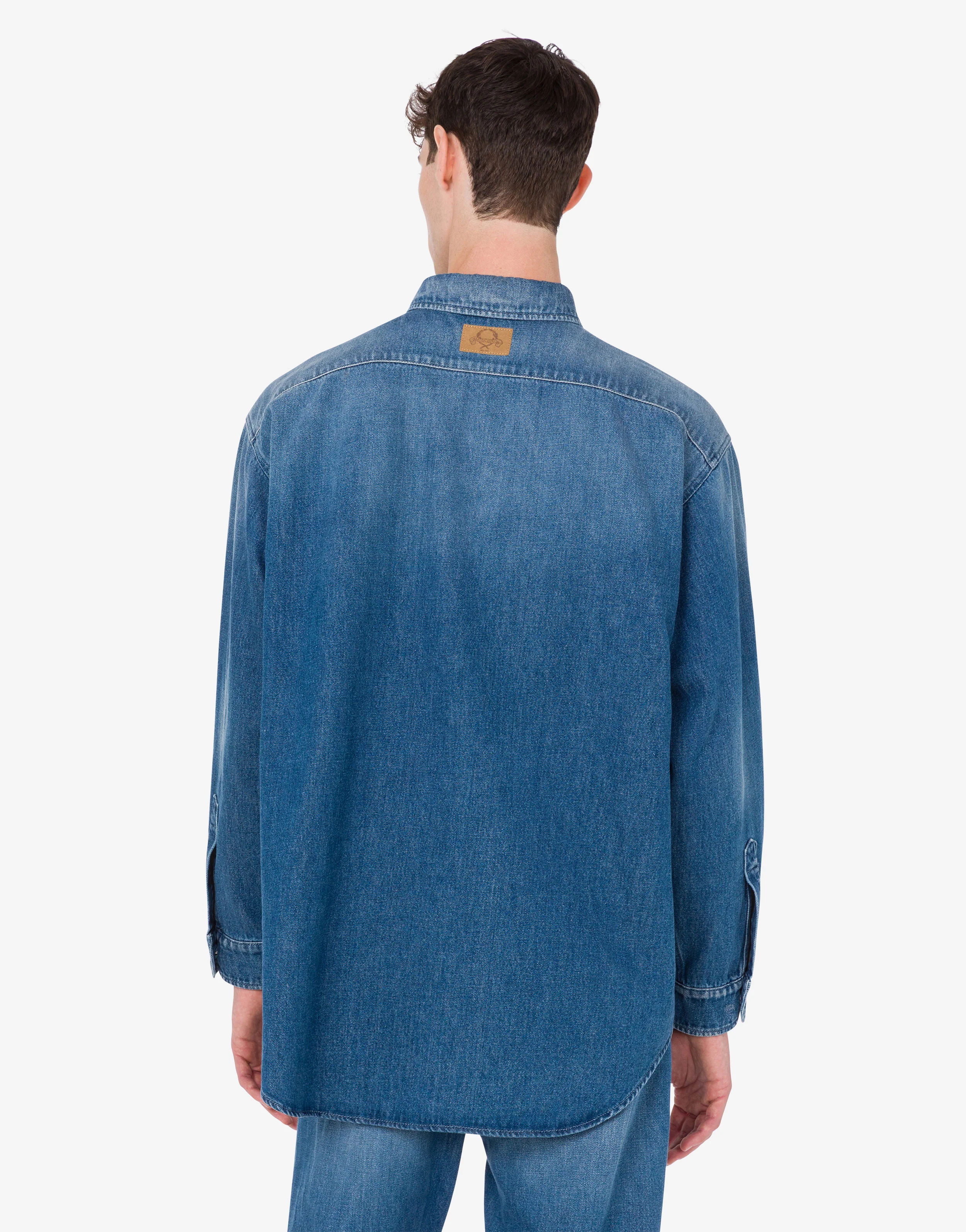 Camicia in denim blu di cotone