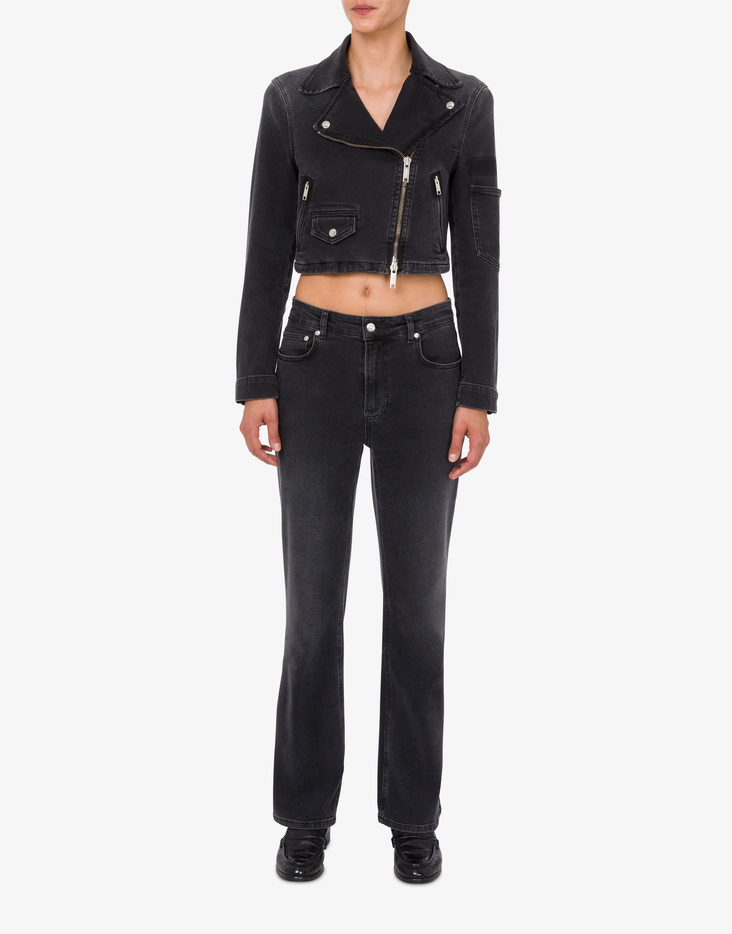 Giacca Biker in denim stretch