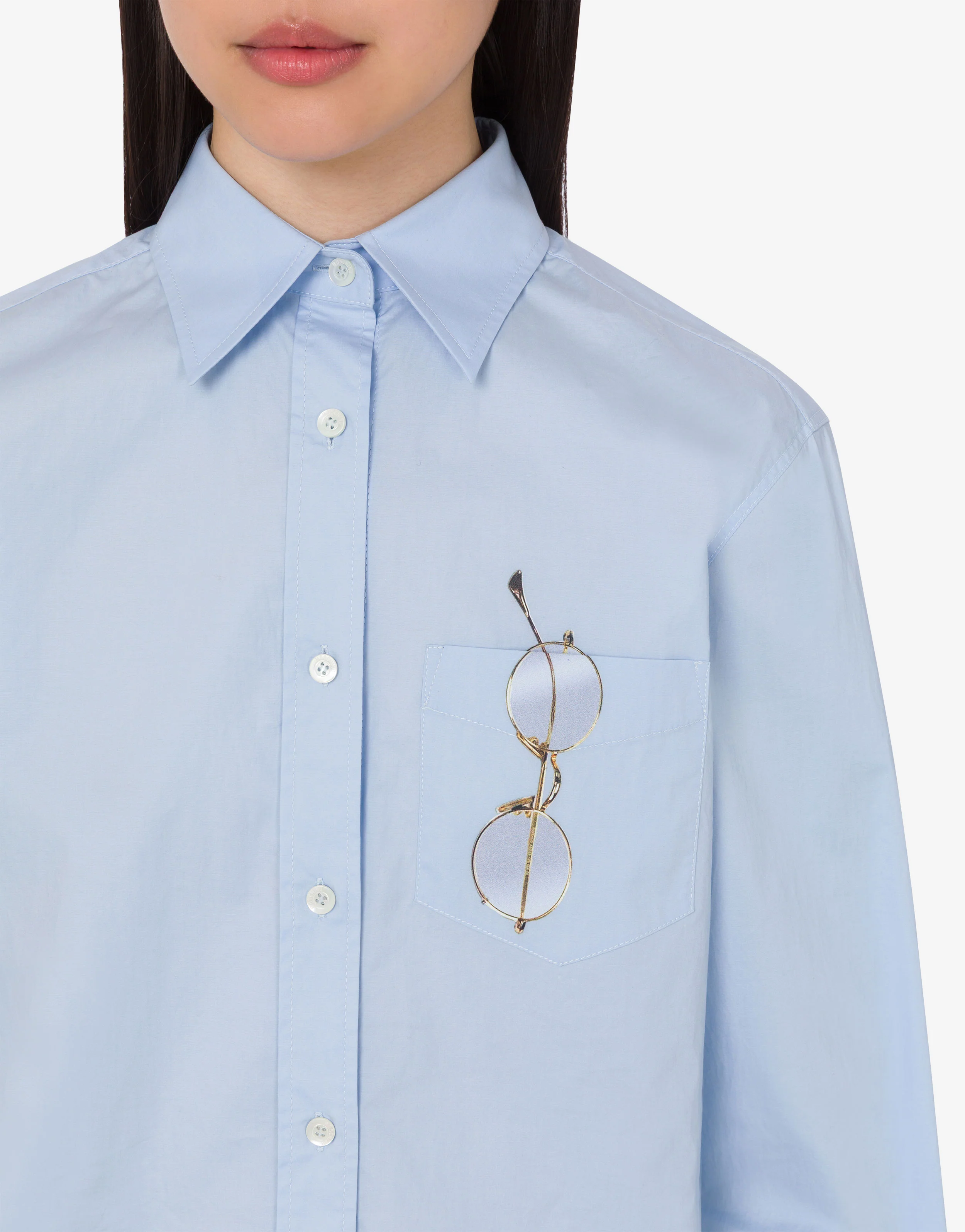 Camicia in popeline di cotone stretch stampata