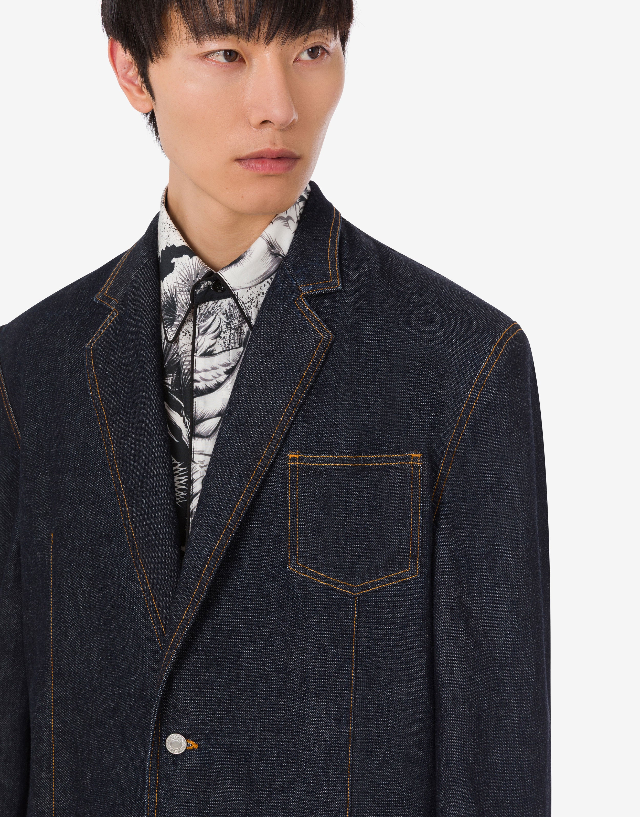 Giacca in denim blu di cotone