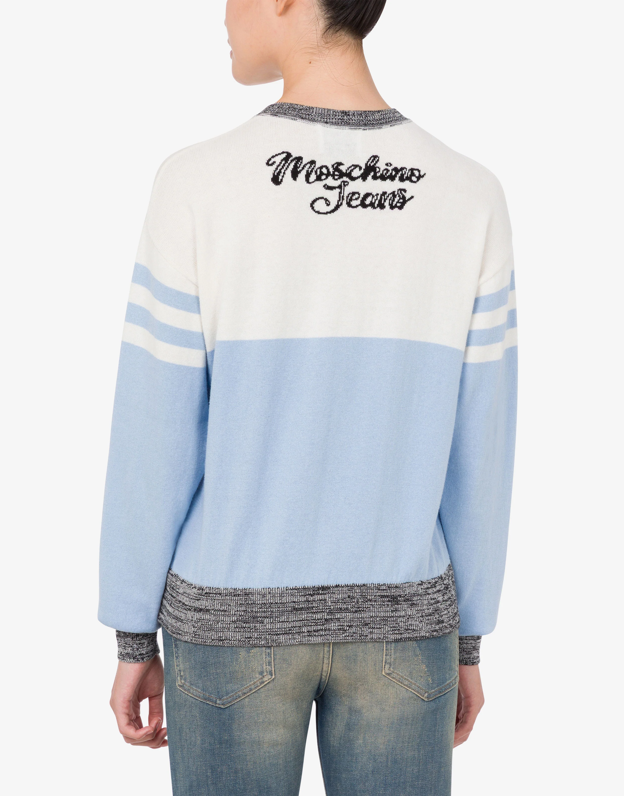 Pullover in cotone e cashmere intarsiato