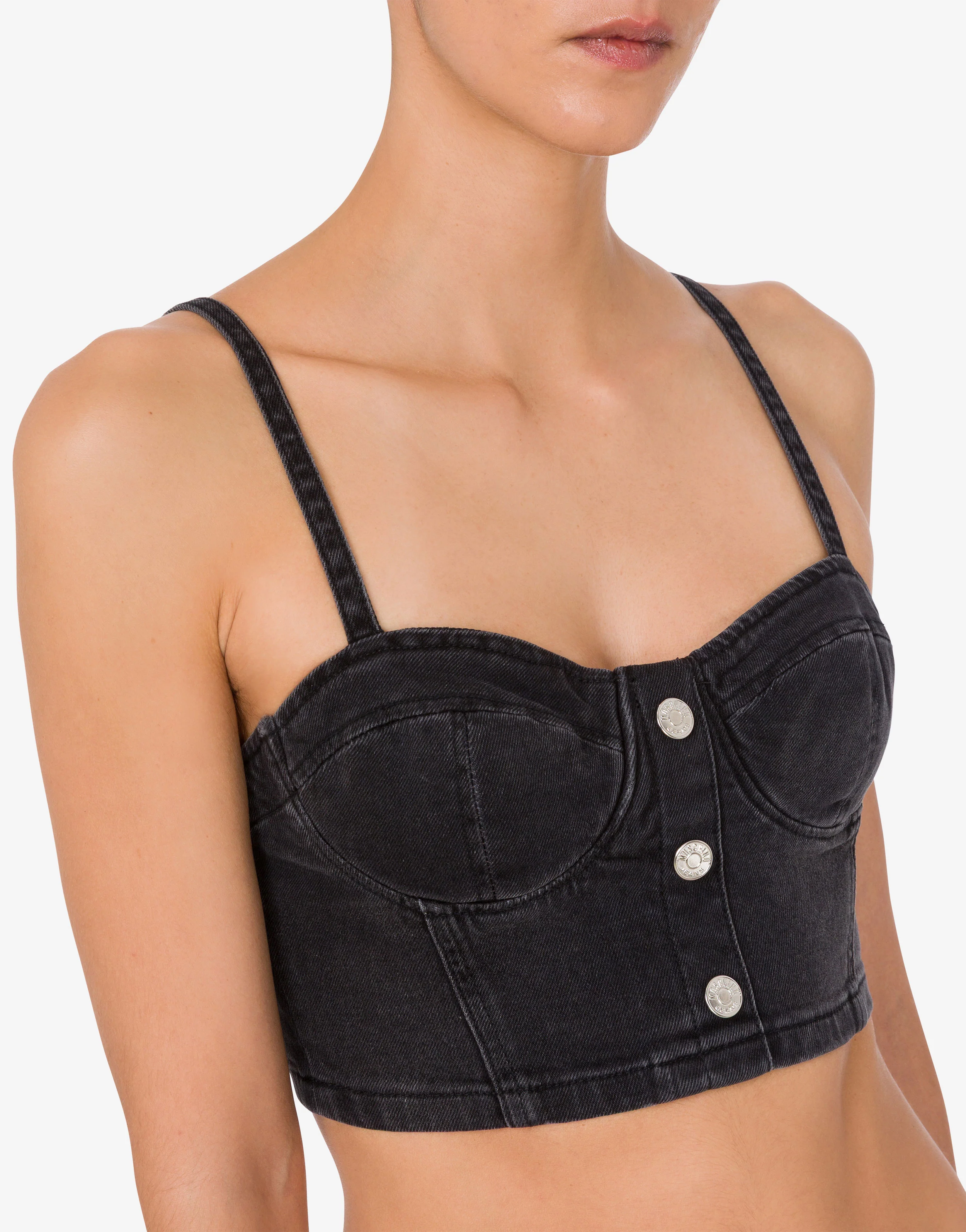 Top crop in denim stretch