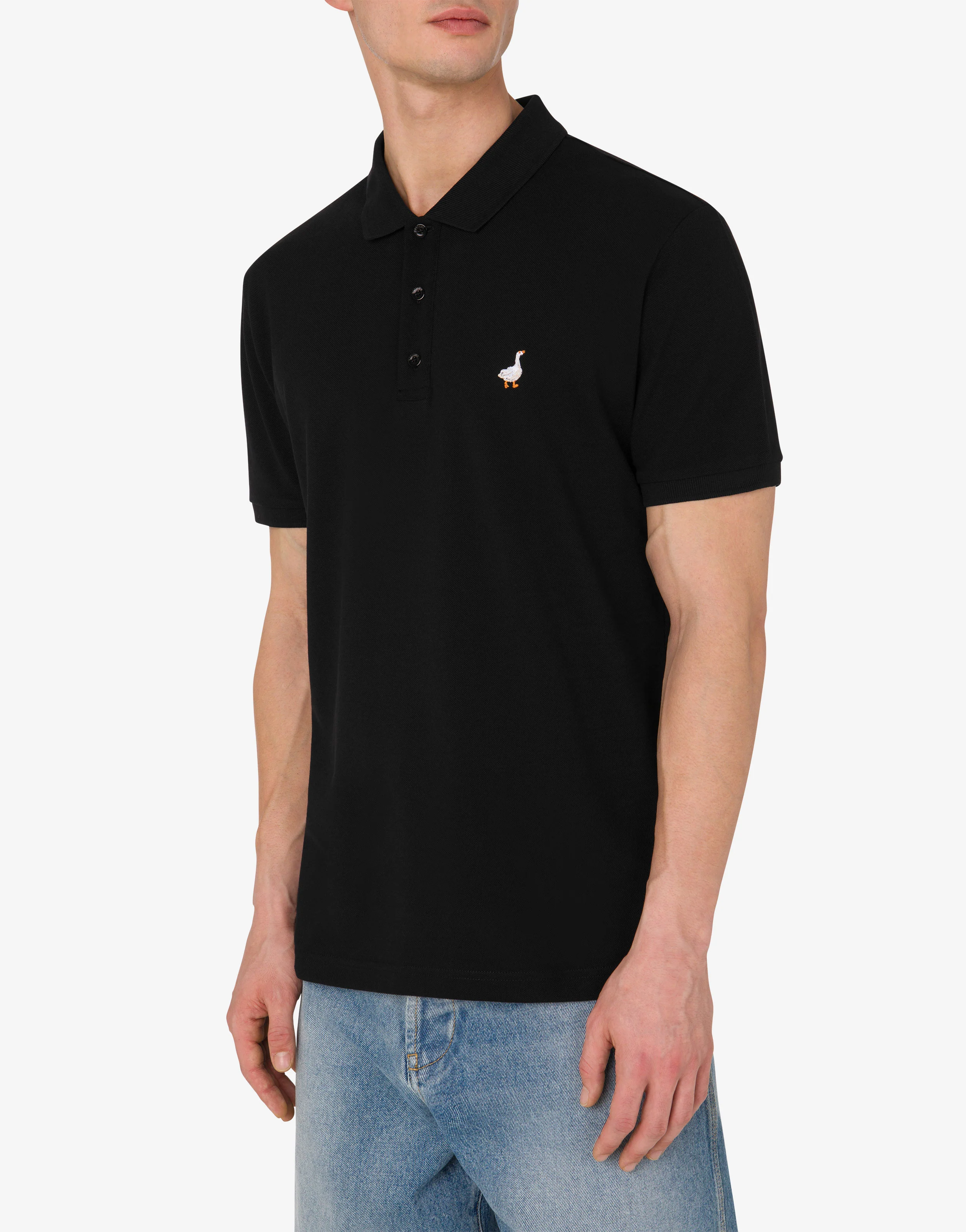 Polo in piquet di cotone Goose Embroidery