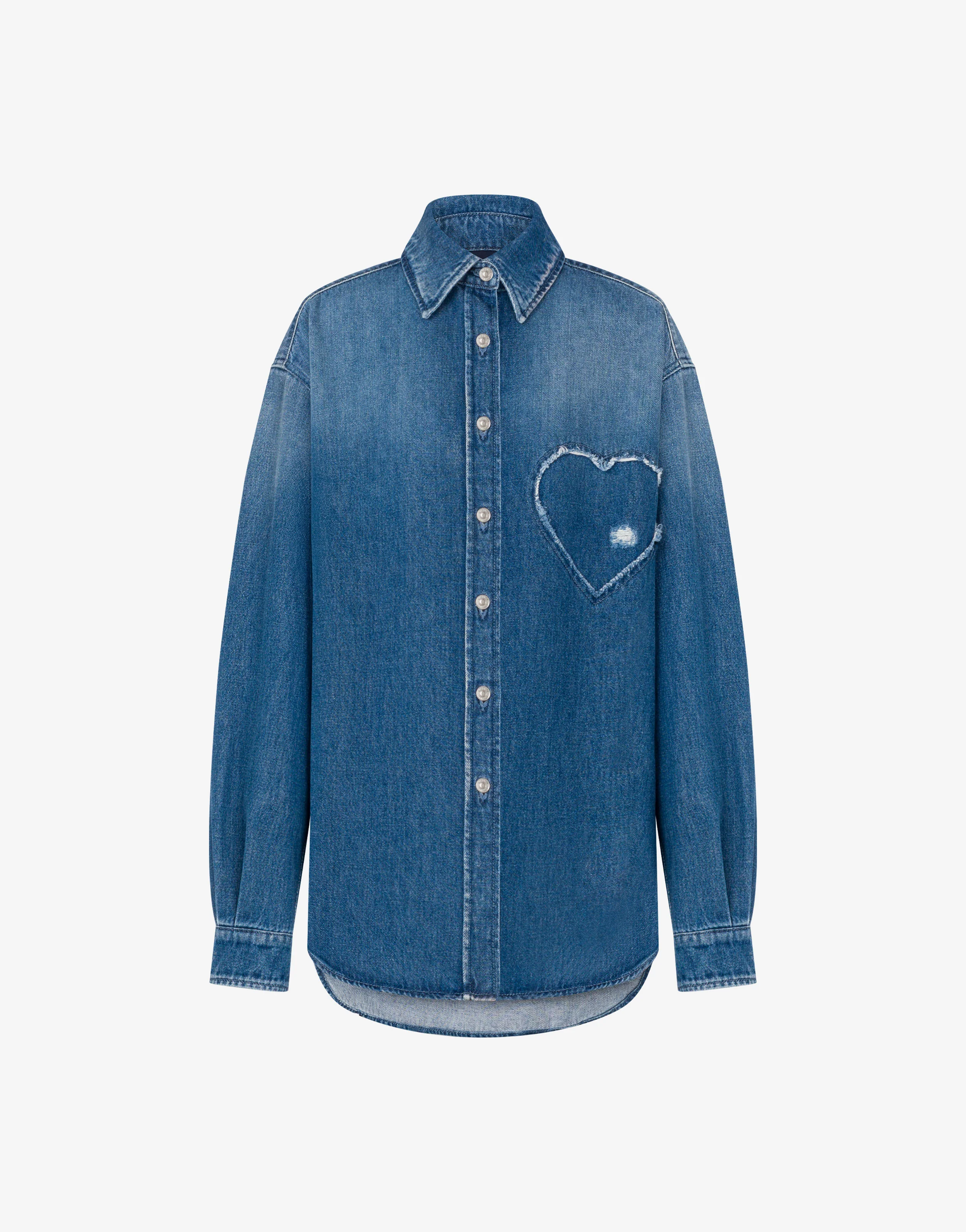 Camicia in denim blu di cotone