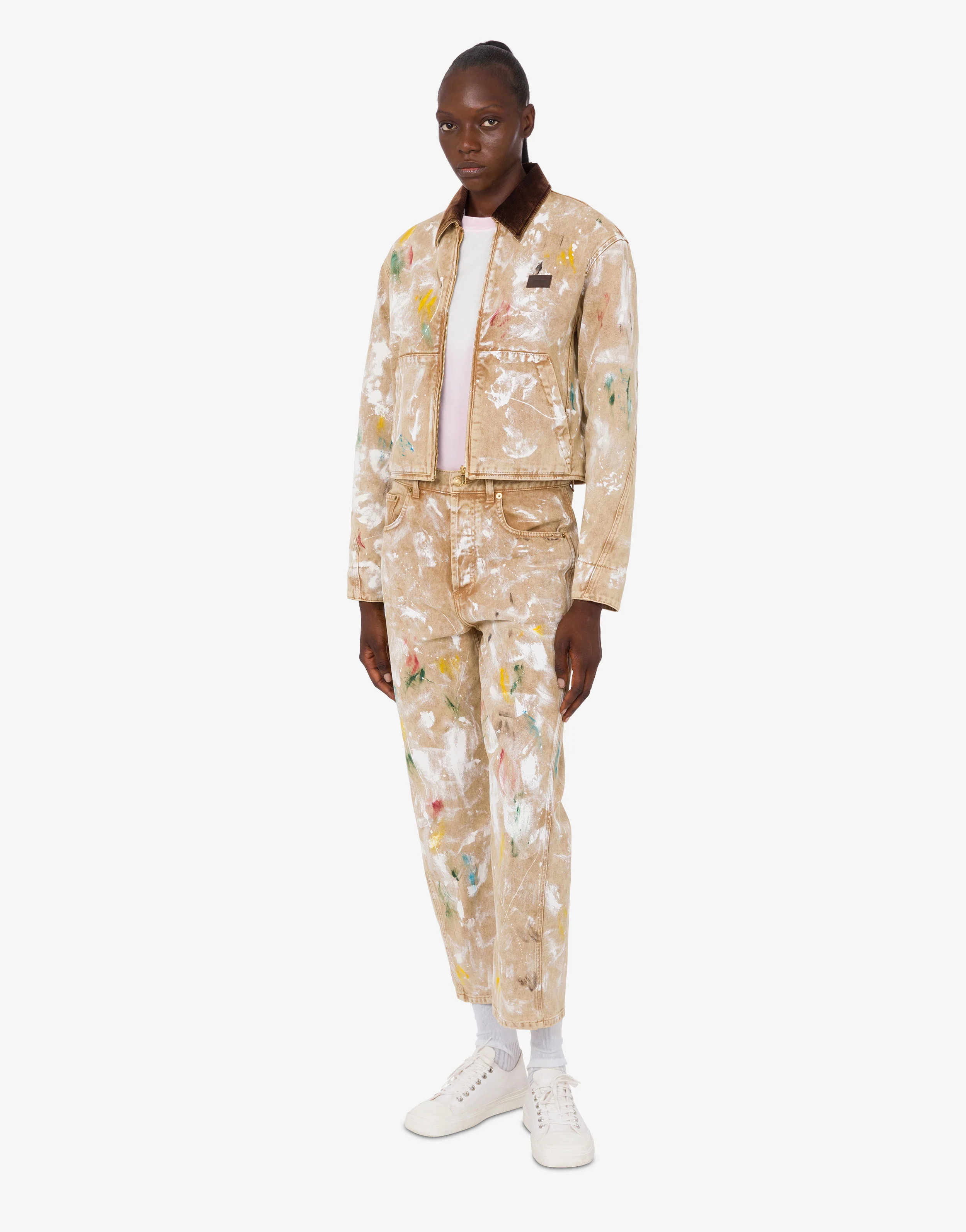 Pantalone in bull di cotone stretch stampato