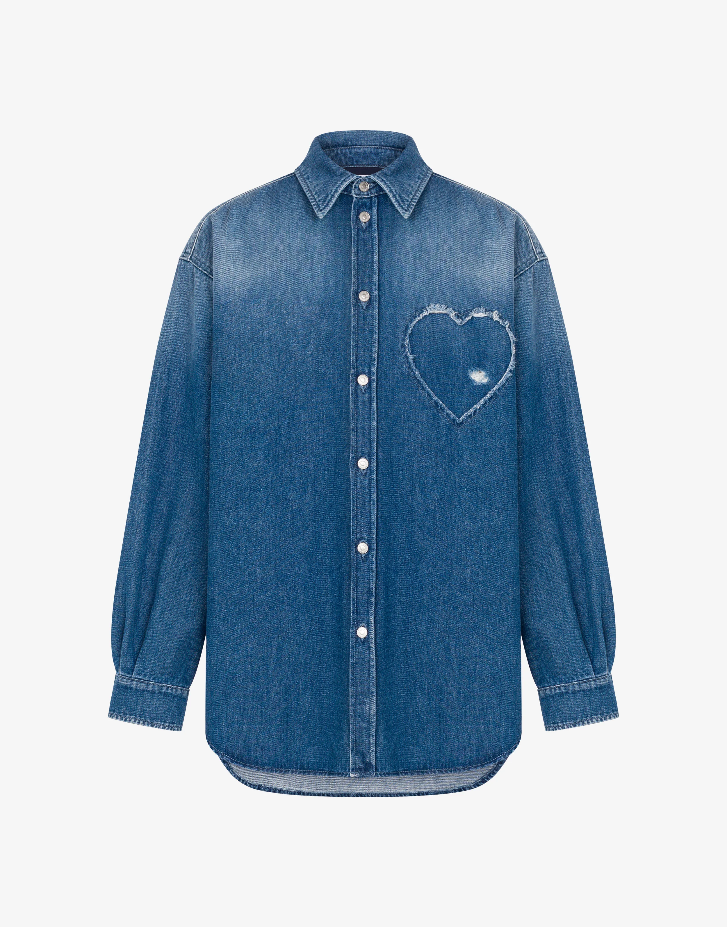 Camicia in denim blu di cotone