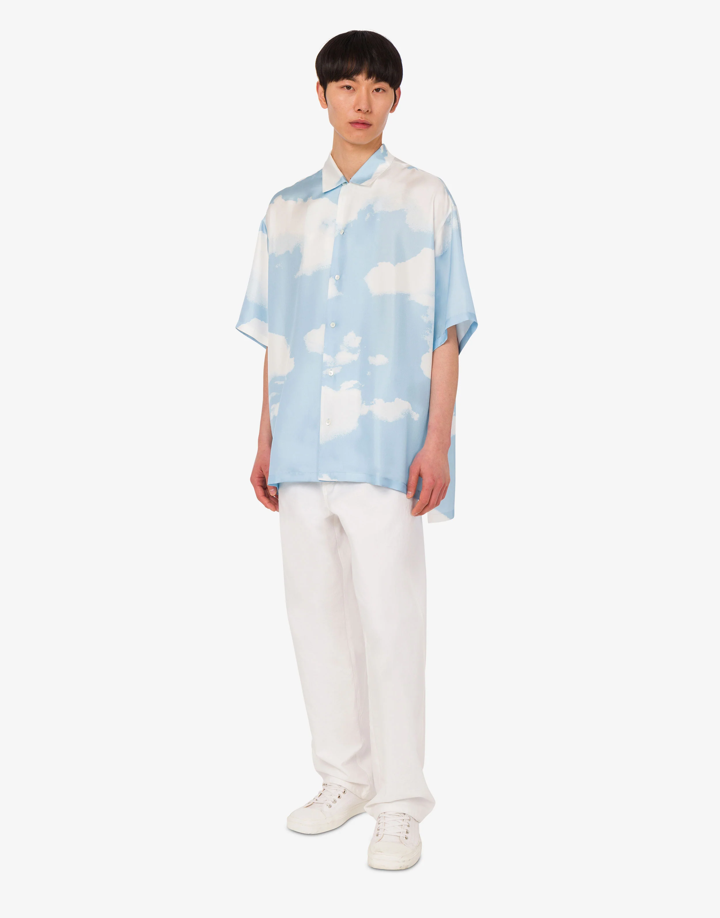 Camicia in twill di seta Archive Clouds