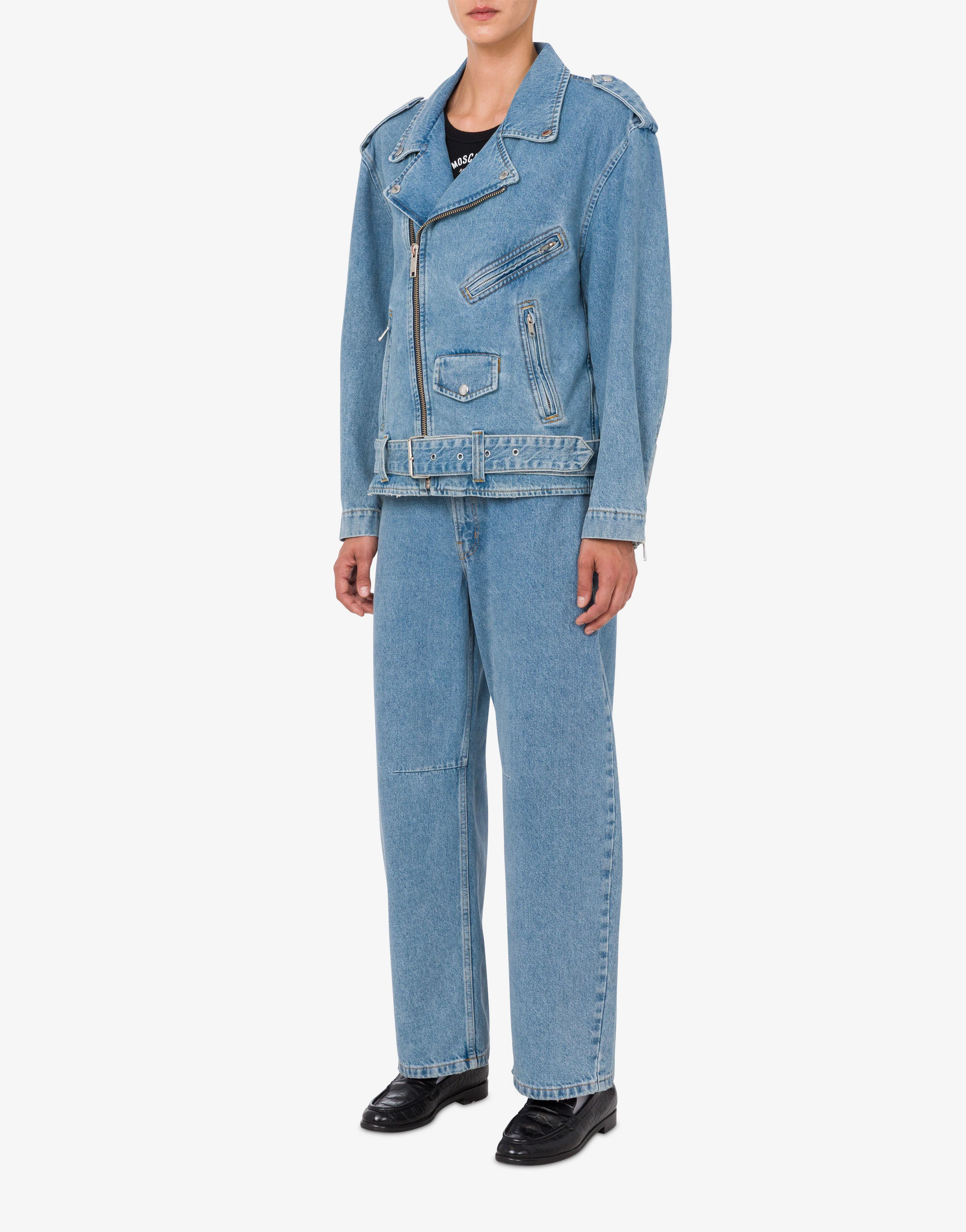 Giacca Biker in denim di cotone