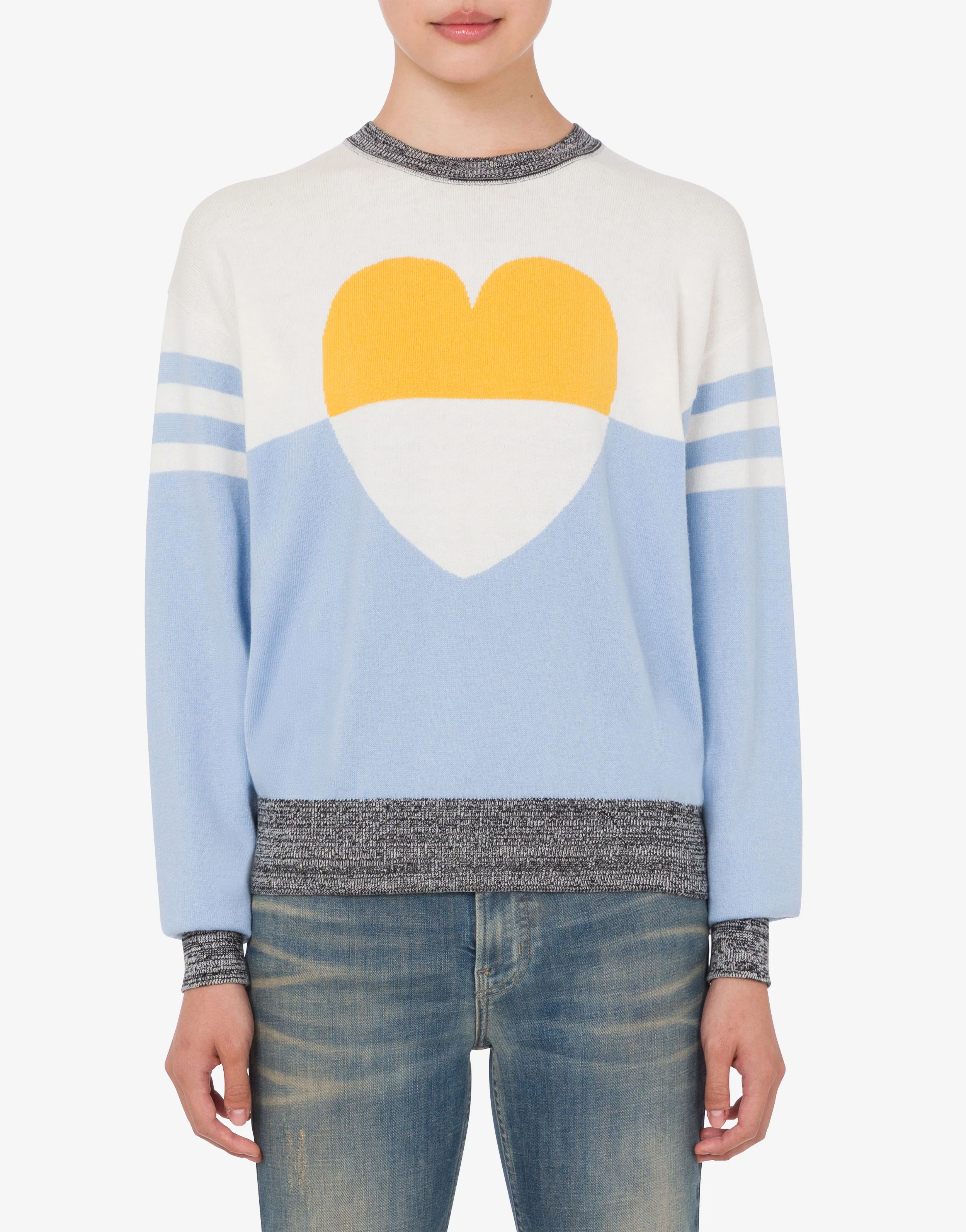 Pullover in cotone e cashmere intarsiato