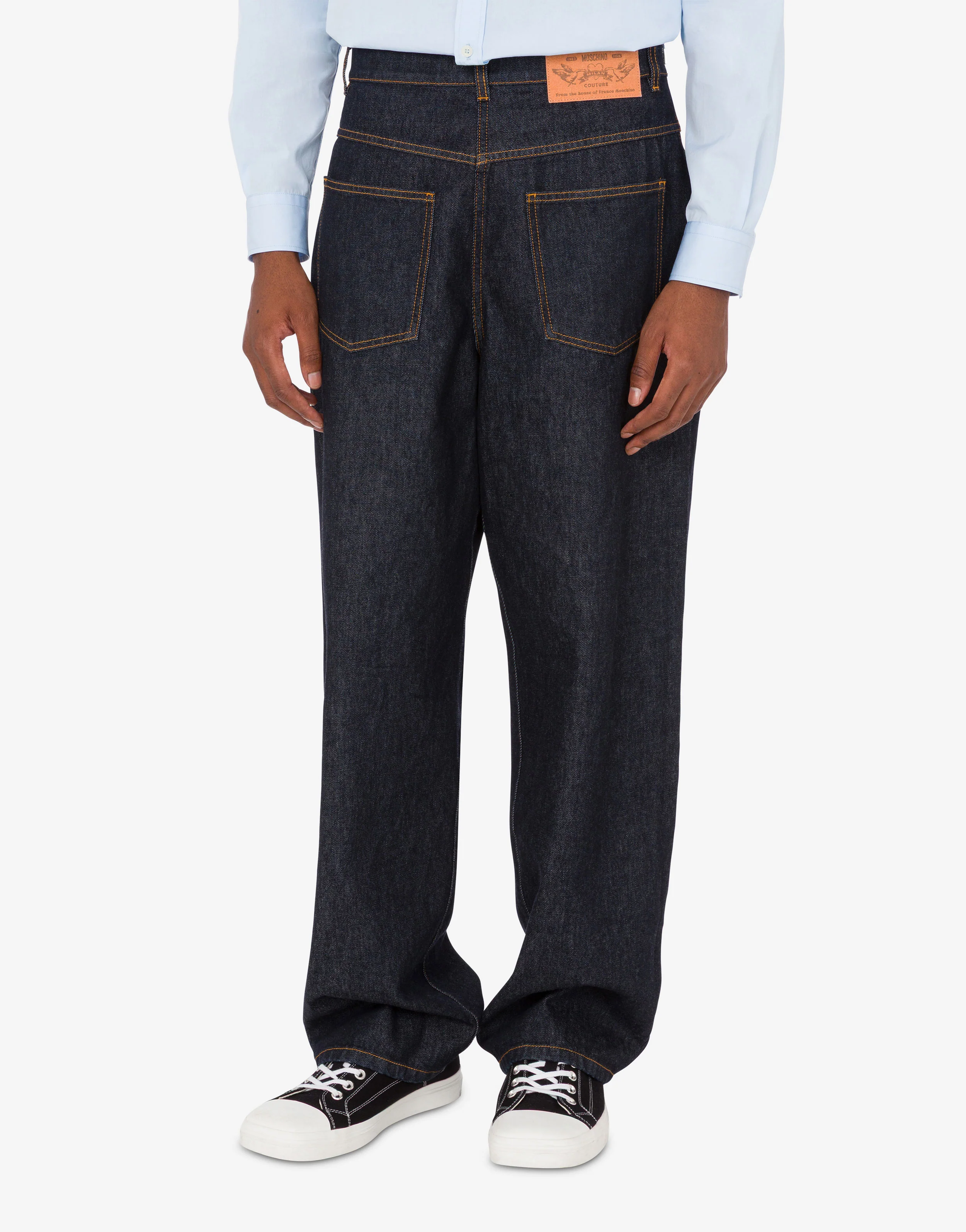 Pantalone in denim blu di cotone