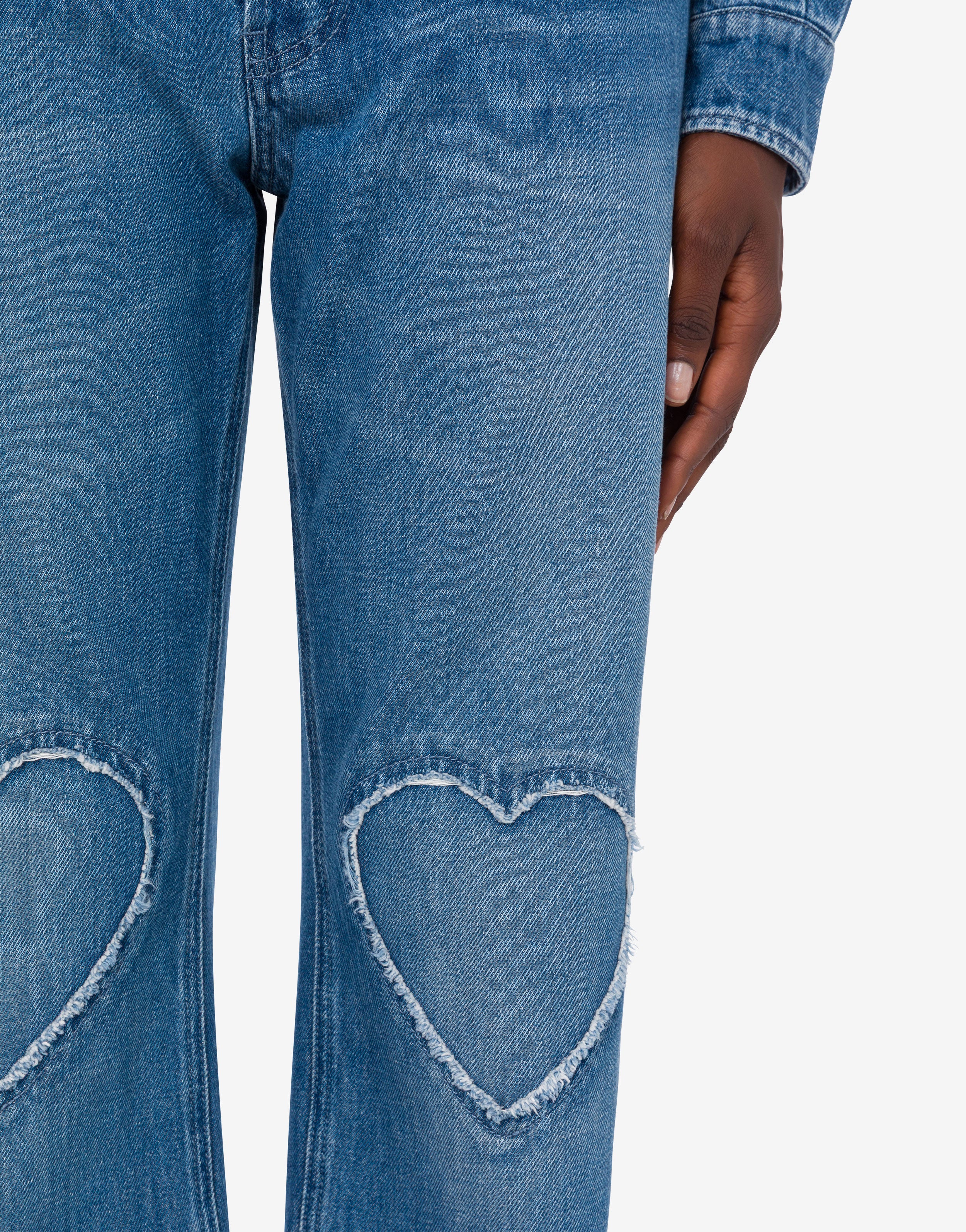 Pantalone in denim blu di cotone