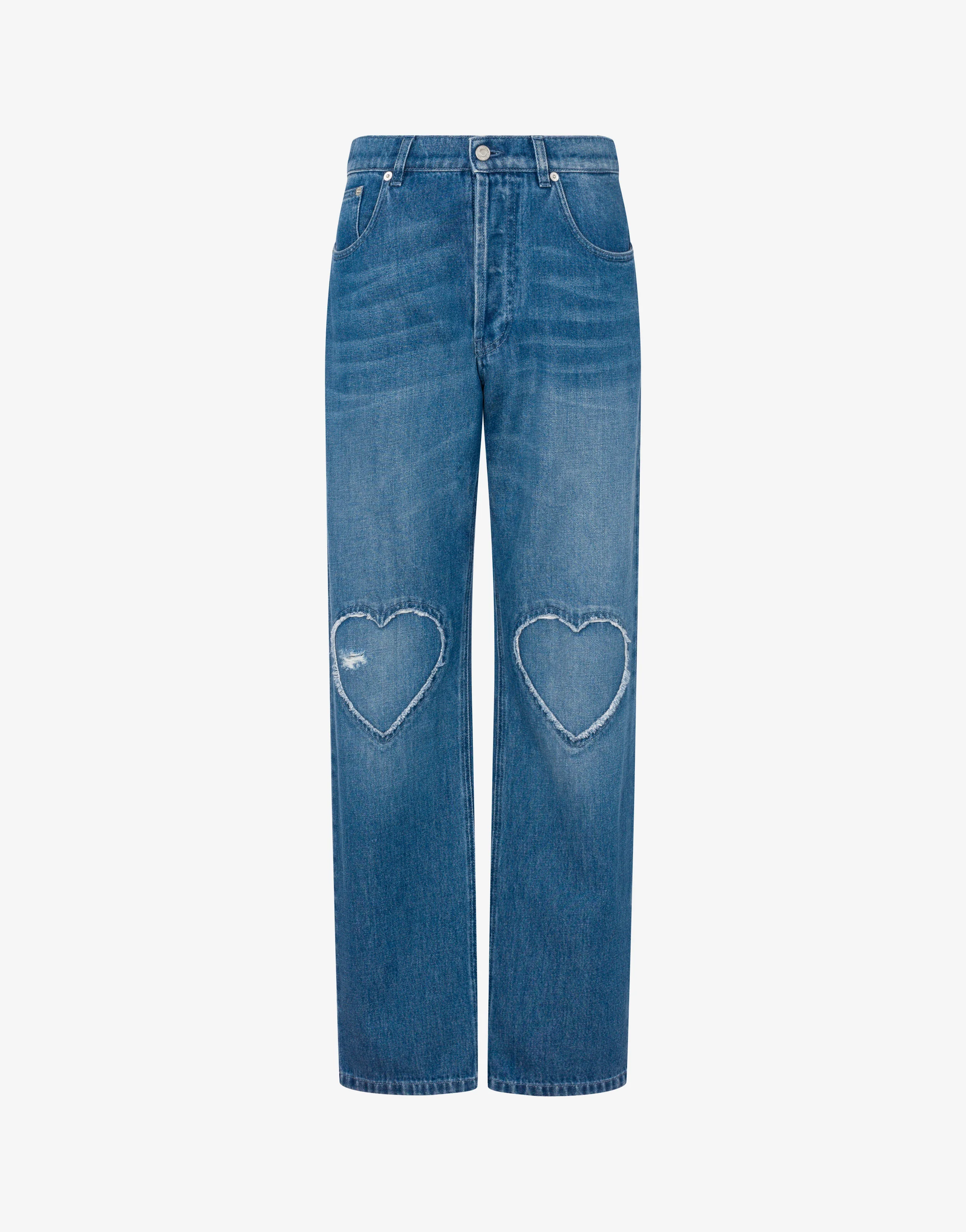 Pantalone in denim blu di cotone