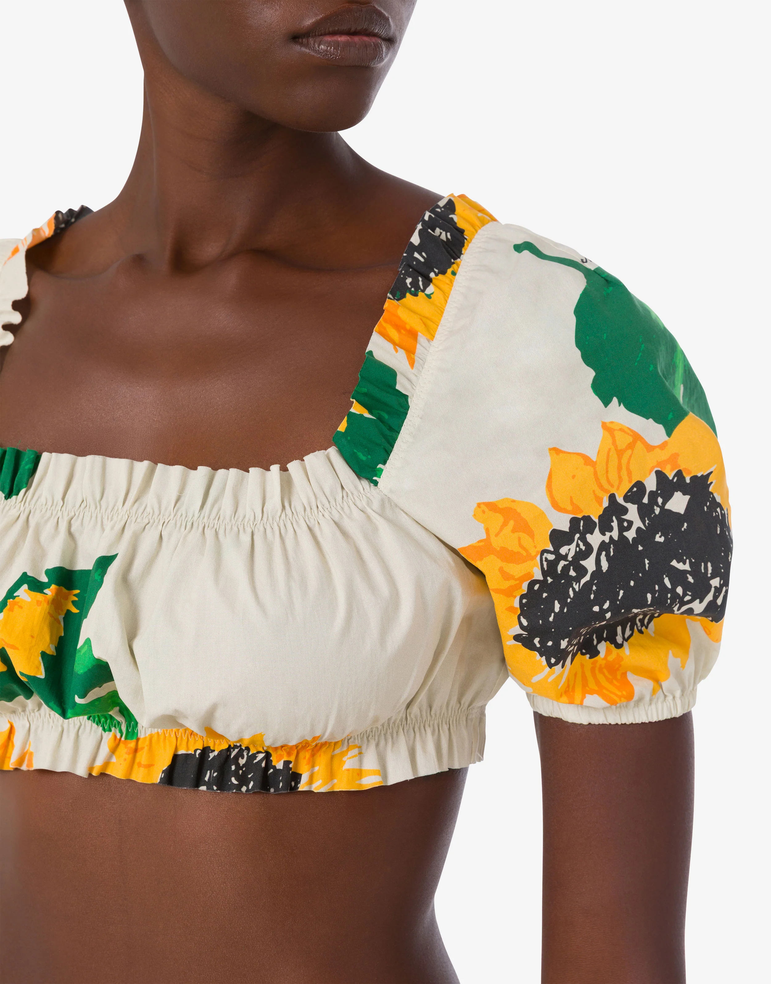 Top crop in popeline di cotone stampato