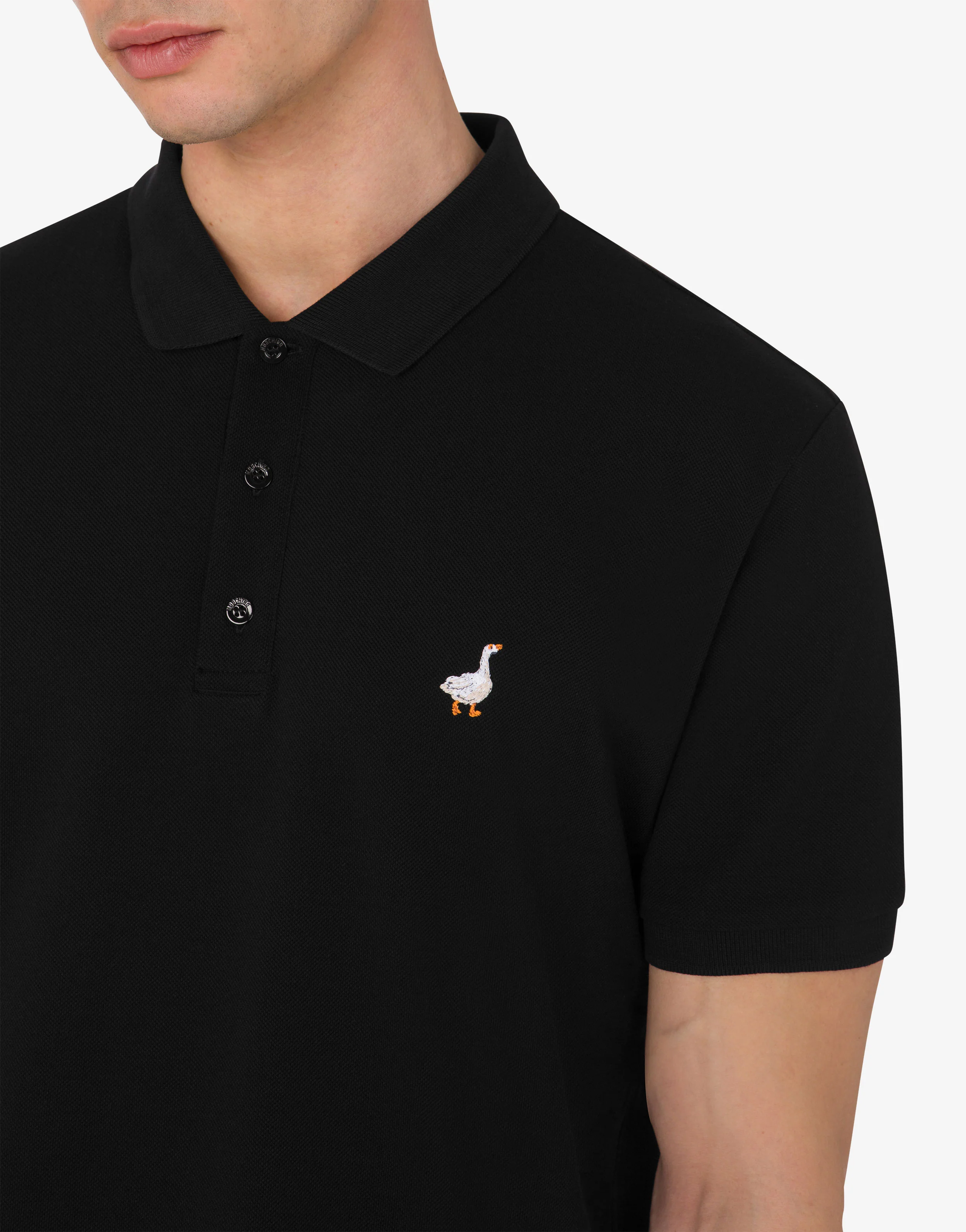 Polo in piquet di cotone Goose Embroidery