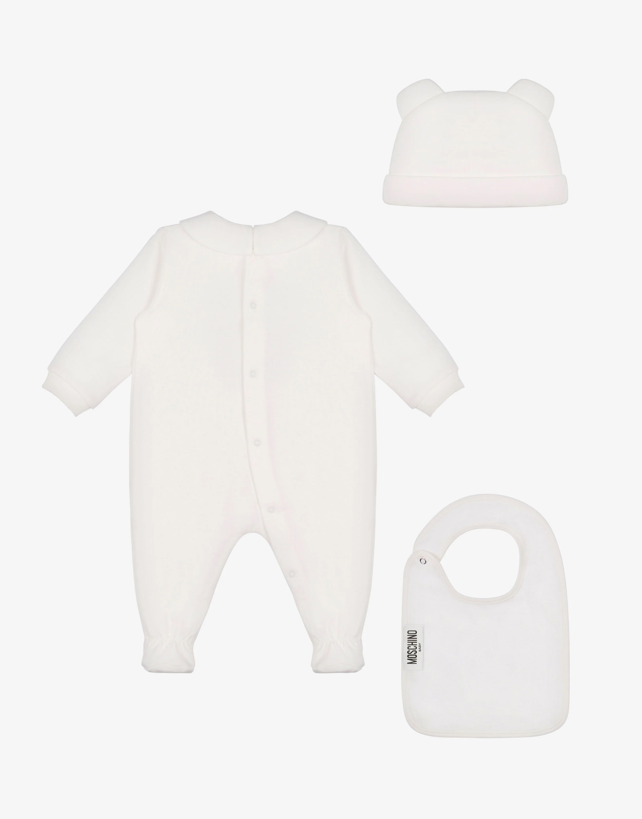 Set tutina, cappello e bavaglino in felpa di cotone Moschino Teddy Bear