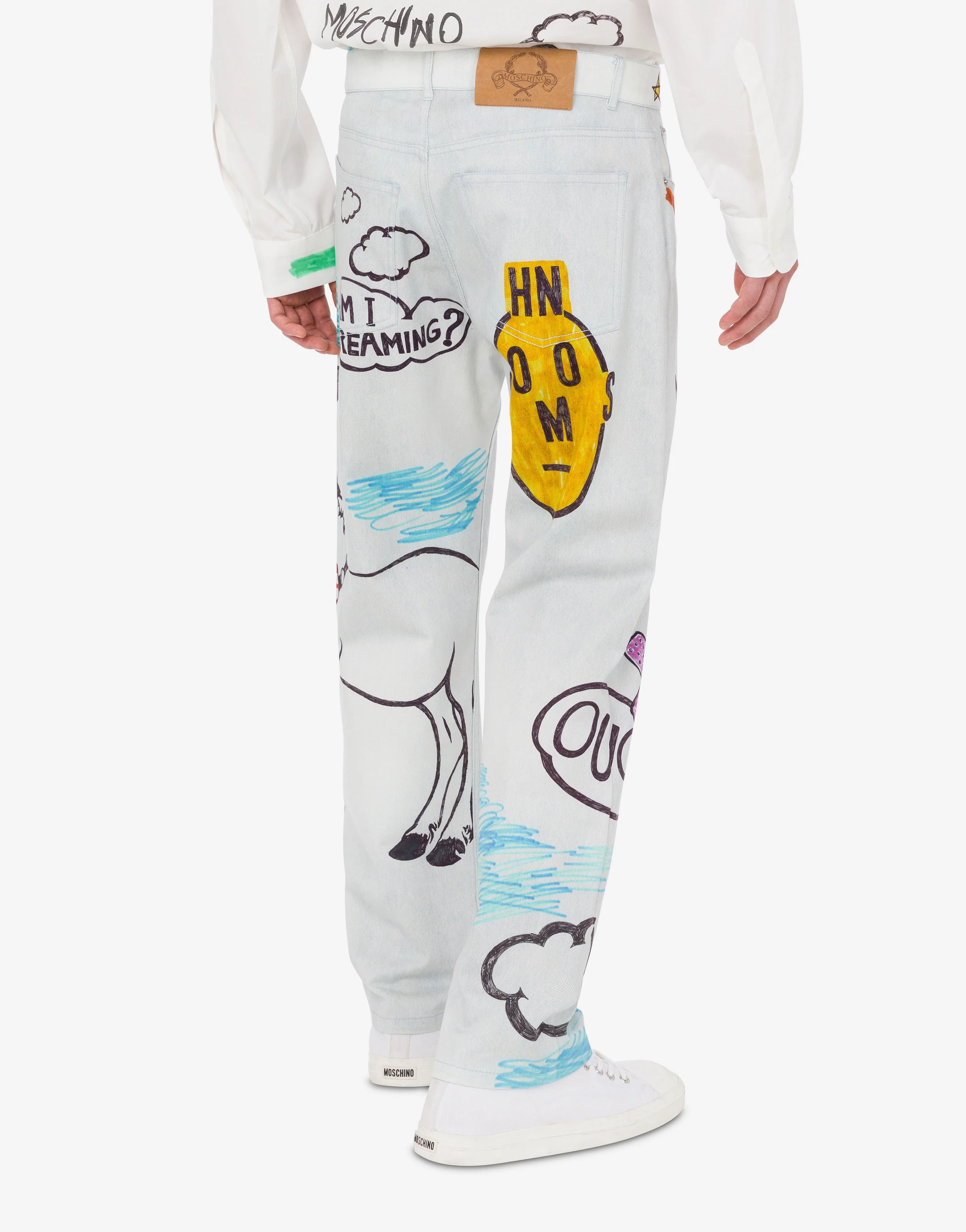 Pantalone in bull di cotone stampato