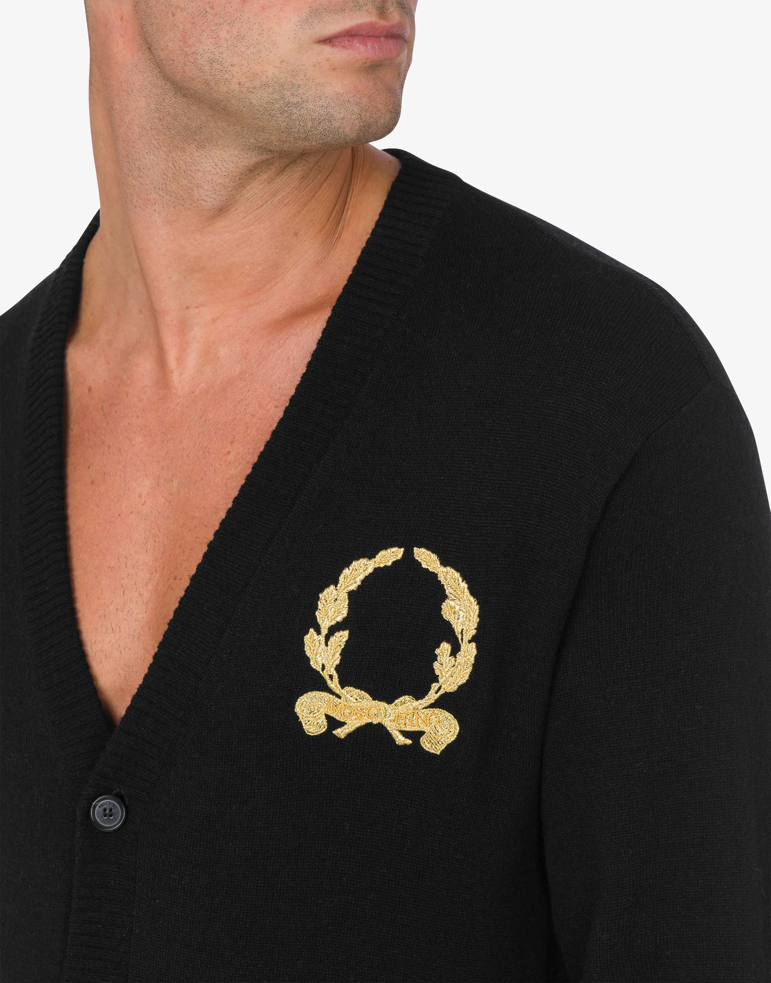 Cardigan in lana e cashmere Laurel Crown Embroidery