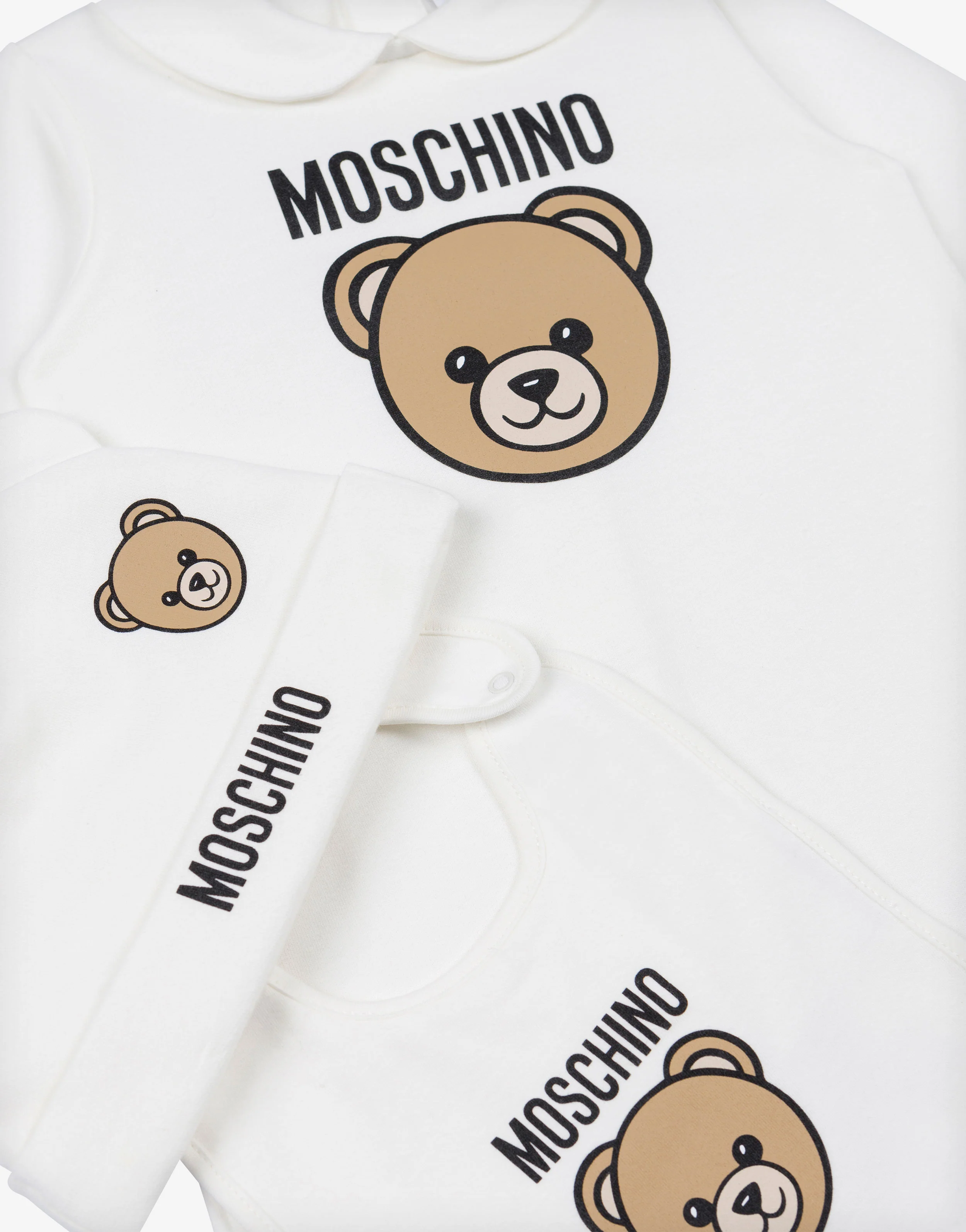 Set tutina, cappello e bavaglino in felpa di cotone Moschino Teddy Bear