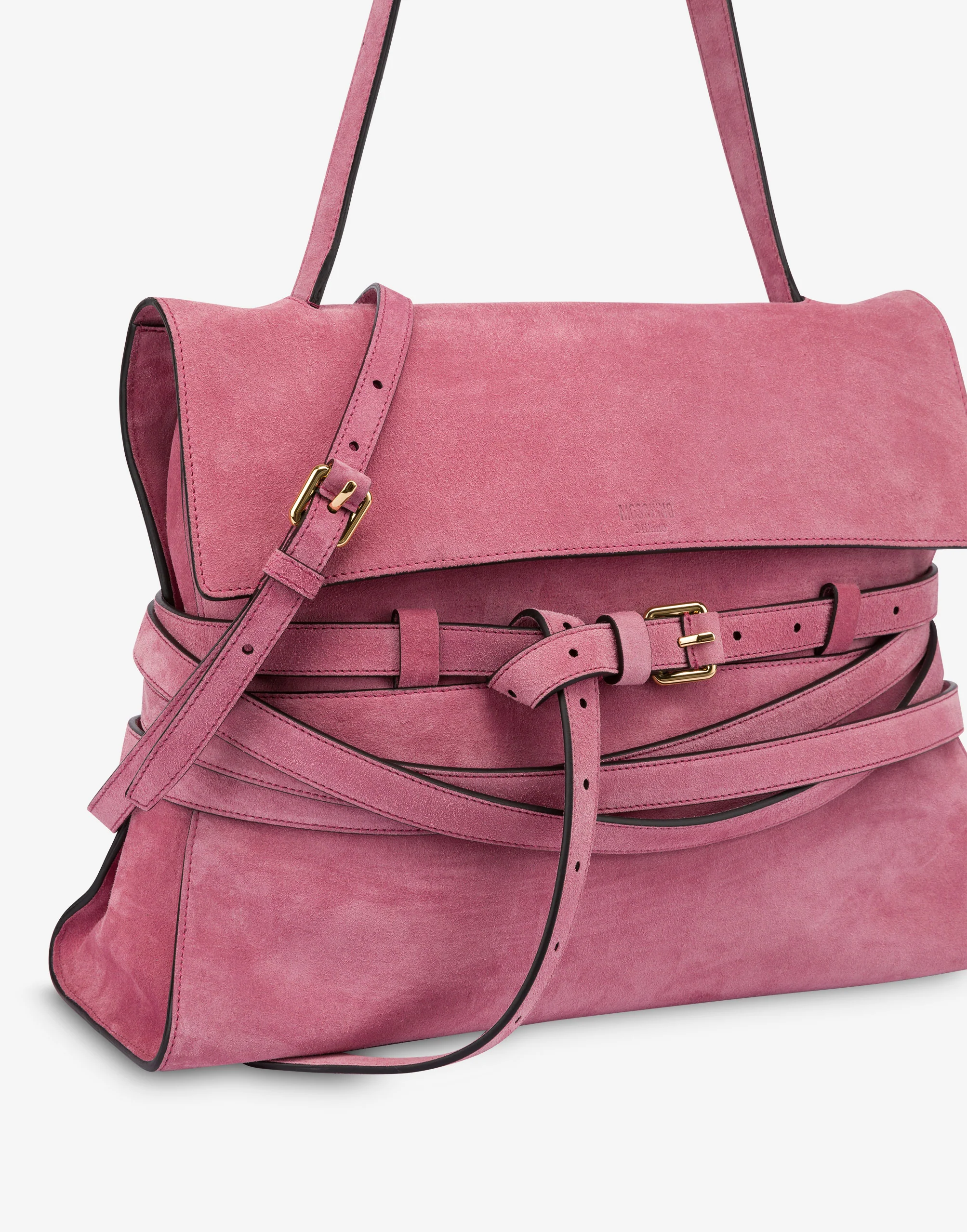 Moschino Tie Me Bag in suede Medium
