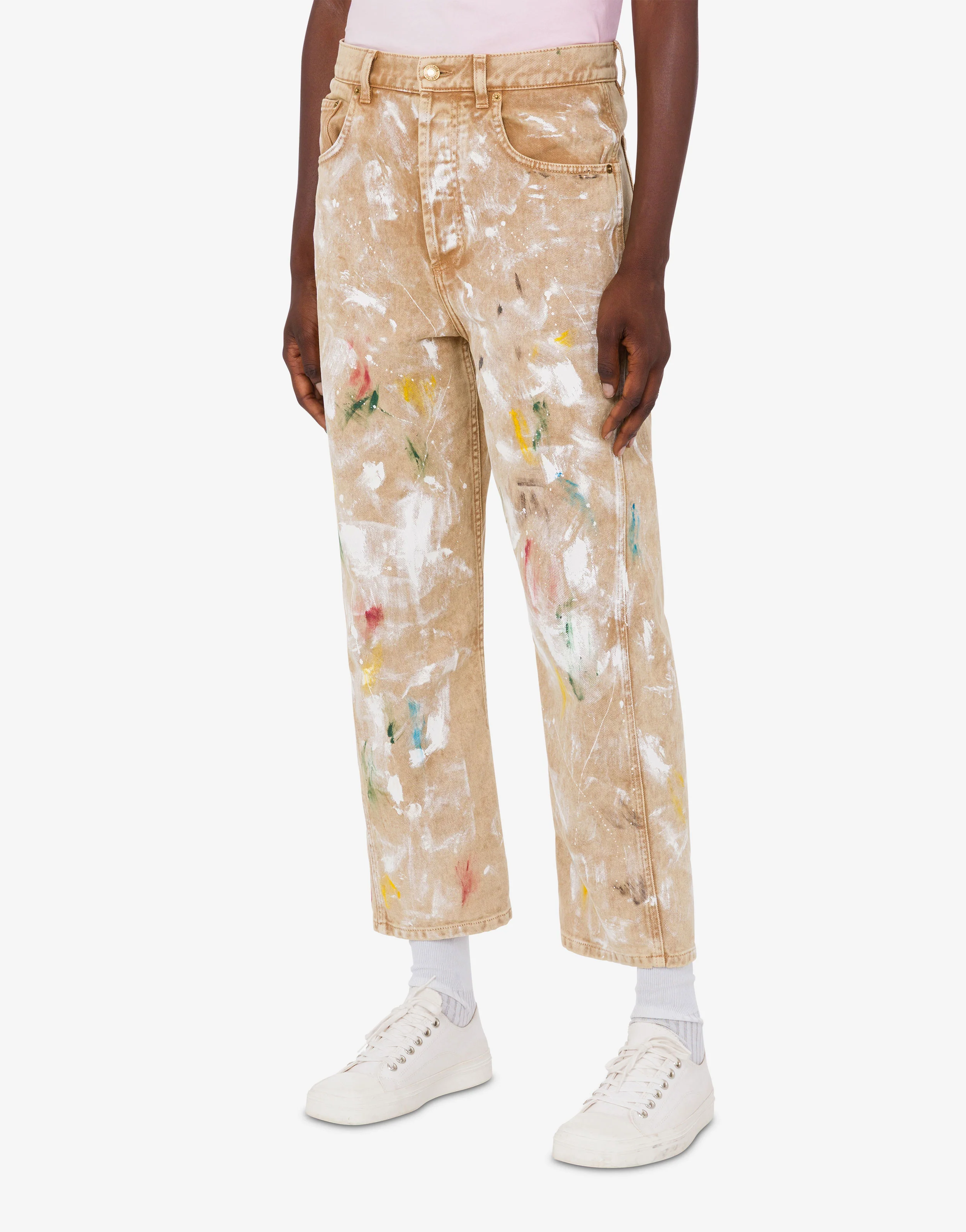 Pantalone in bull di cotone stretch stampato