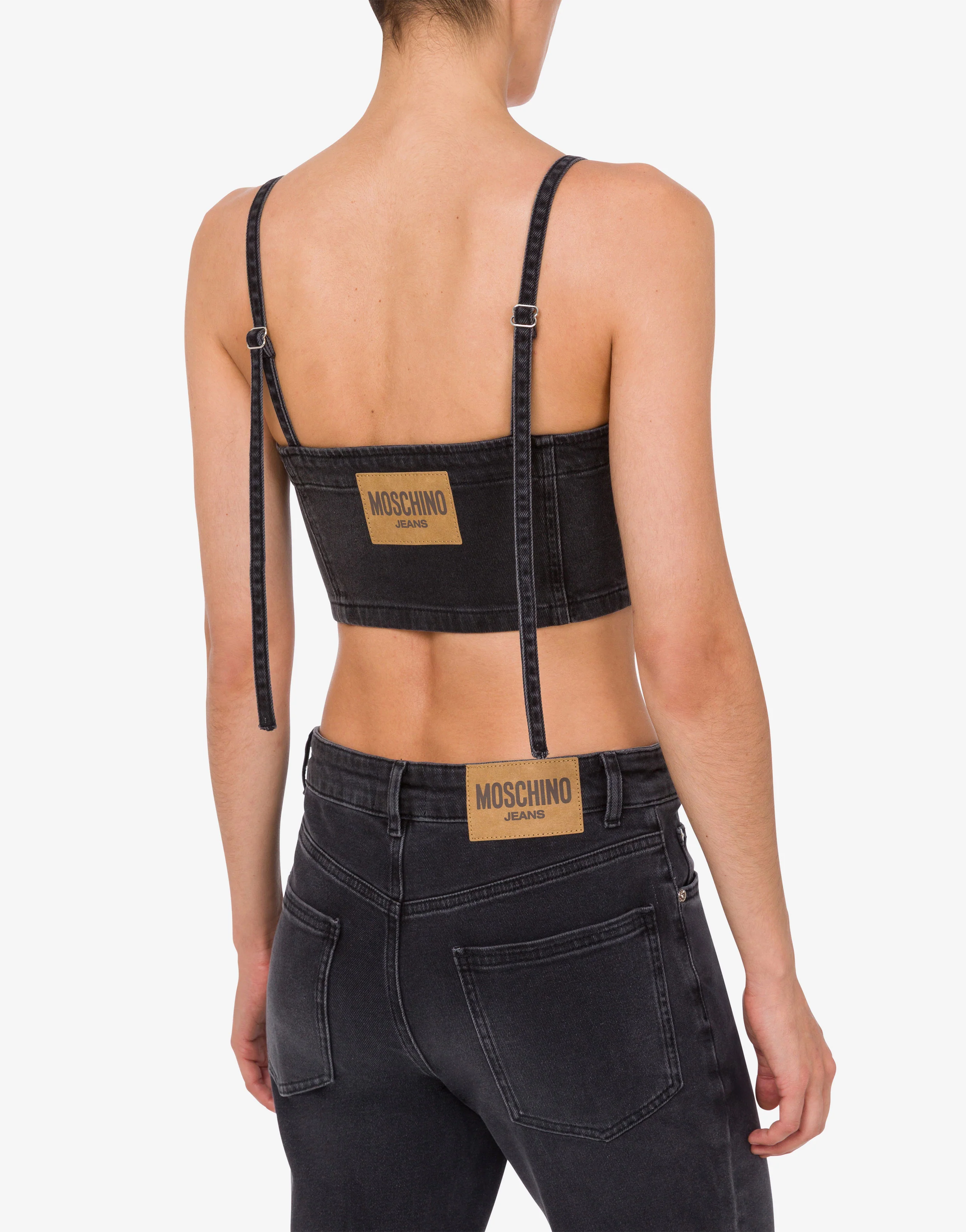 Top crop in denim stretch