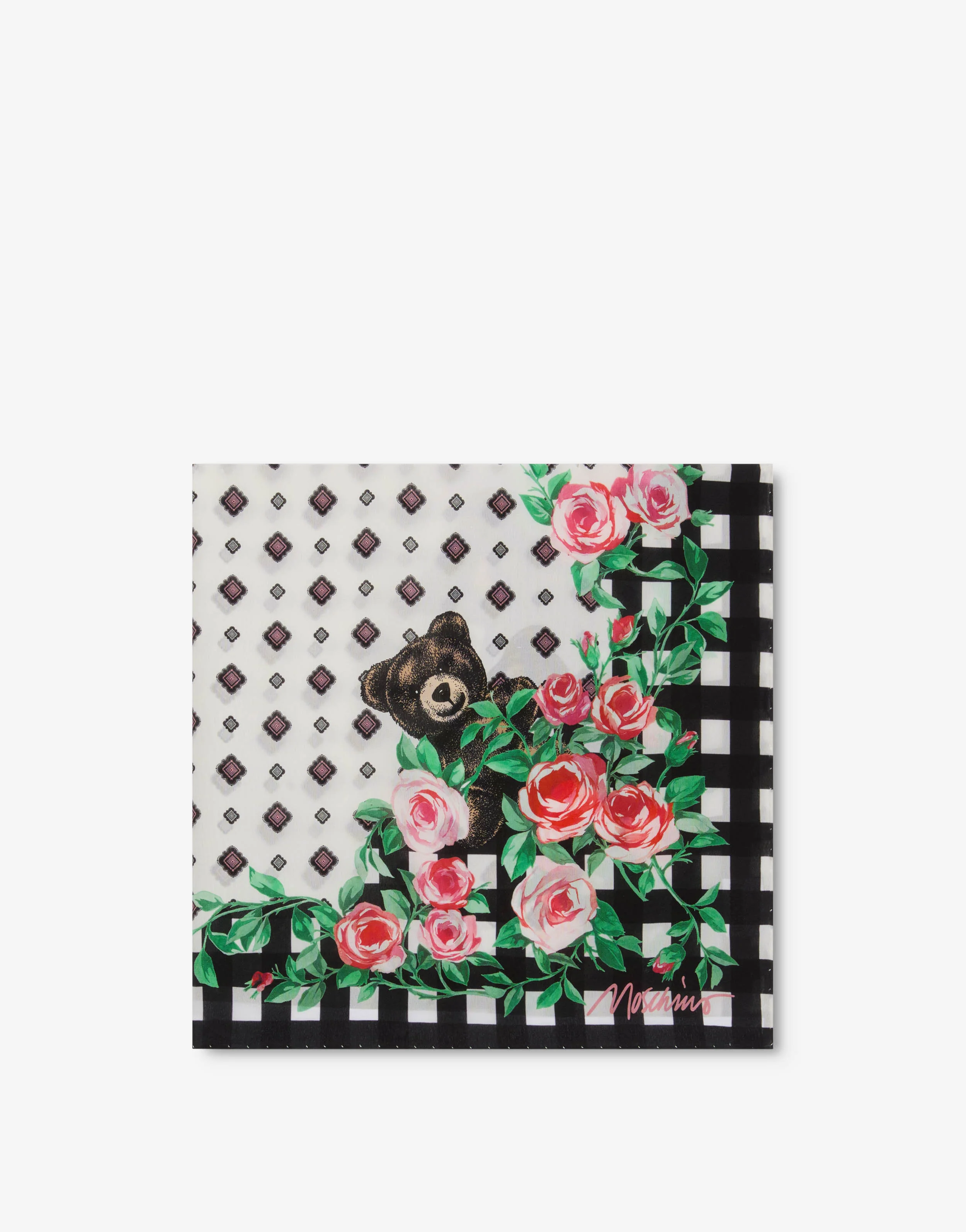 Foulard in seta stampato Moschino Teddy Bear