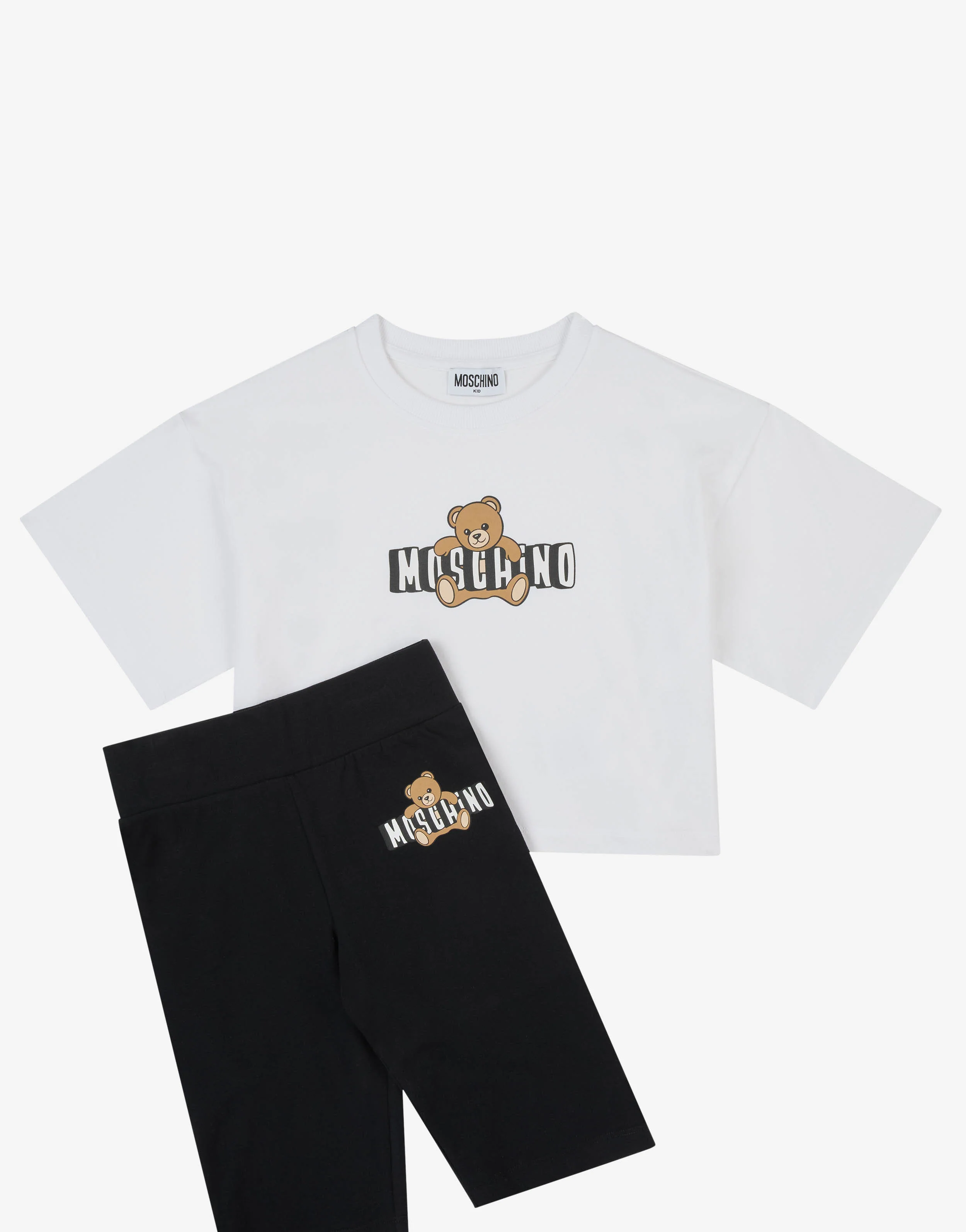 Completo t-shirt e short in jersey di cotone Moschino Teddy Bear