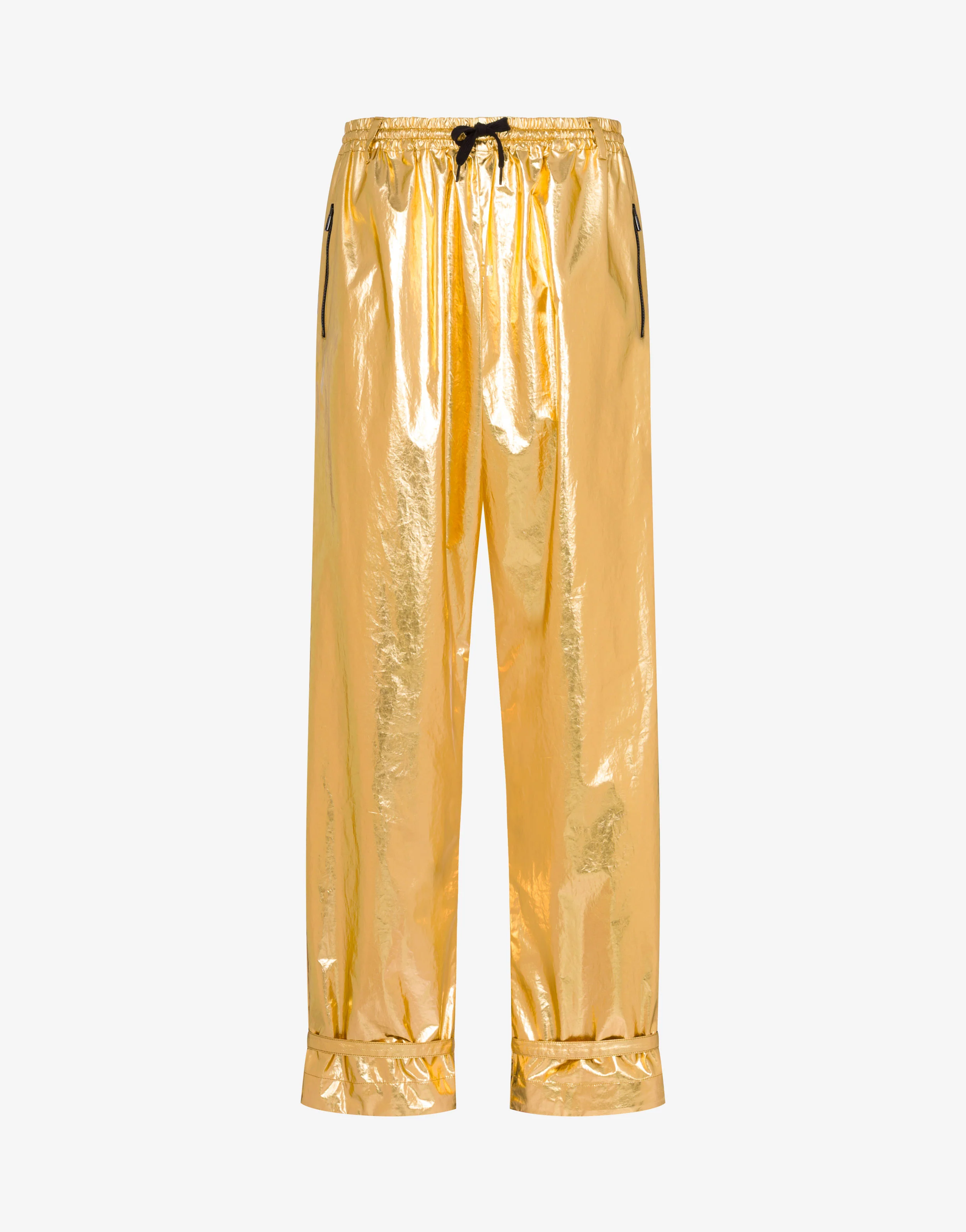 Pantalone in mussola di cotone laminata