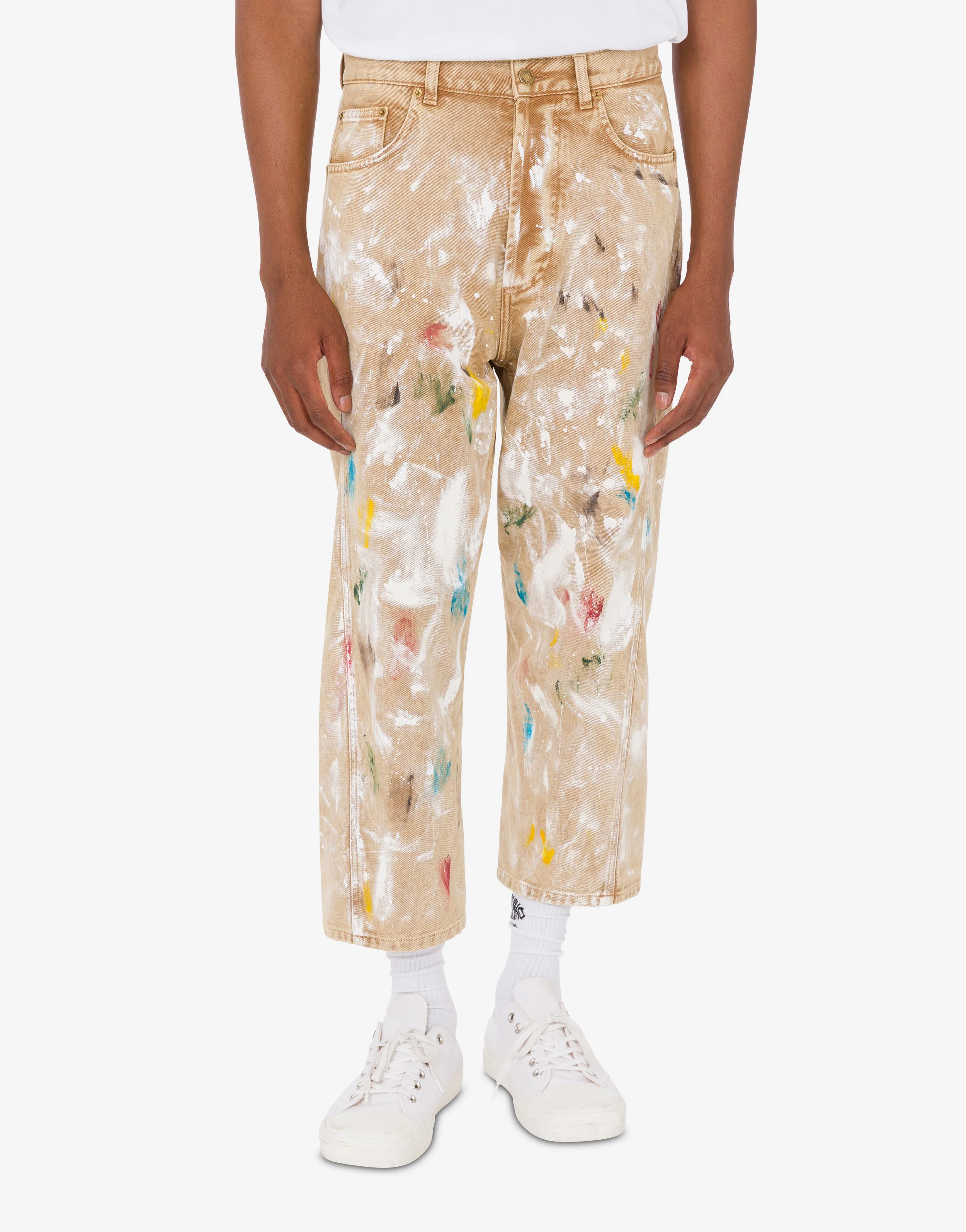 Pantalone in bull di cotone stretch stampato