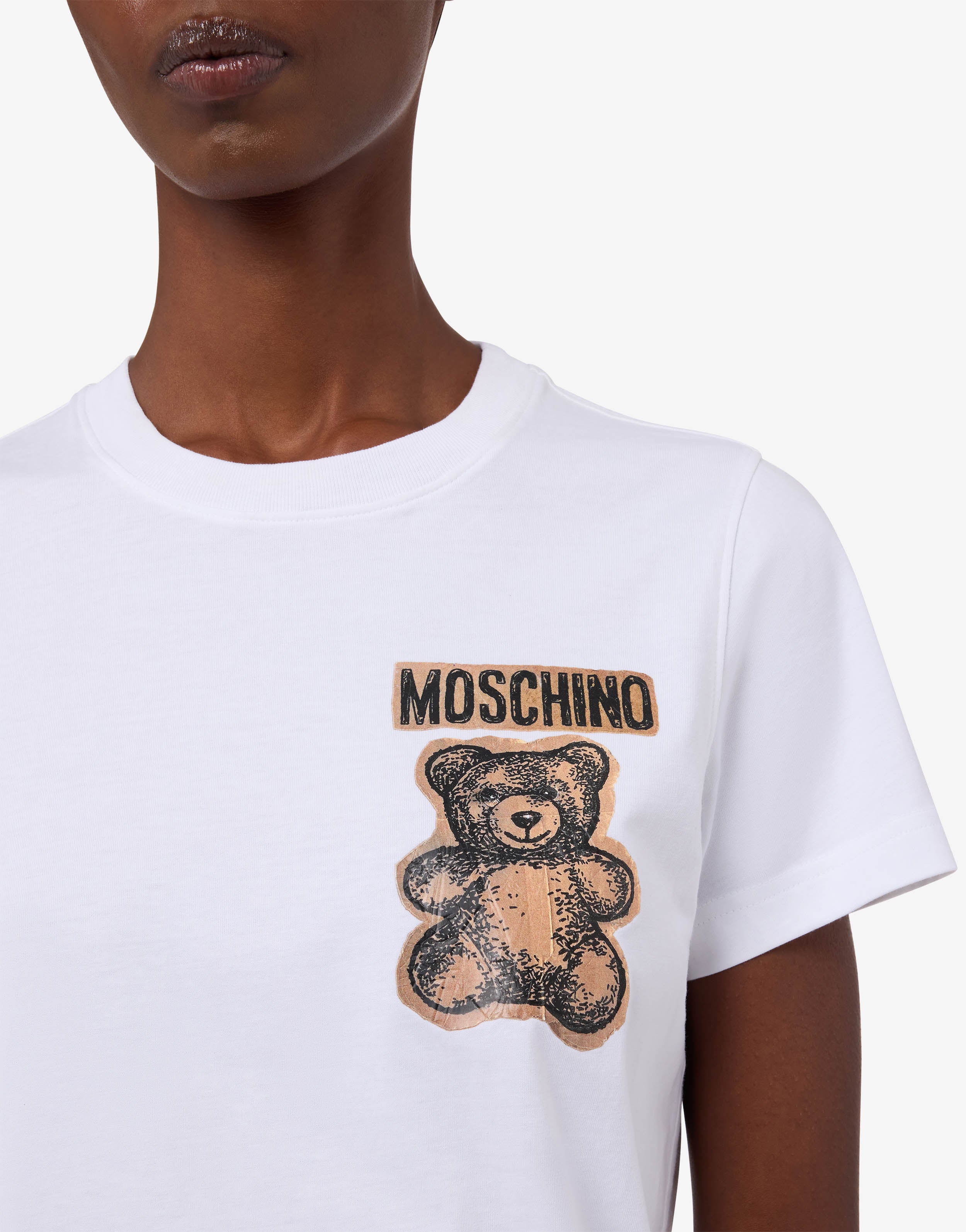 T-shirt in jersey di cotone organico Moschino Teddy Bear